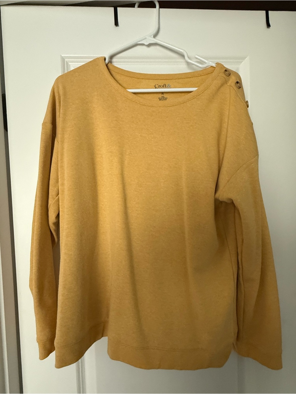 croft & barrow Mustard Yellow Button-Shoulder Crewneck Sweater